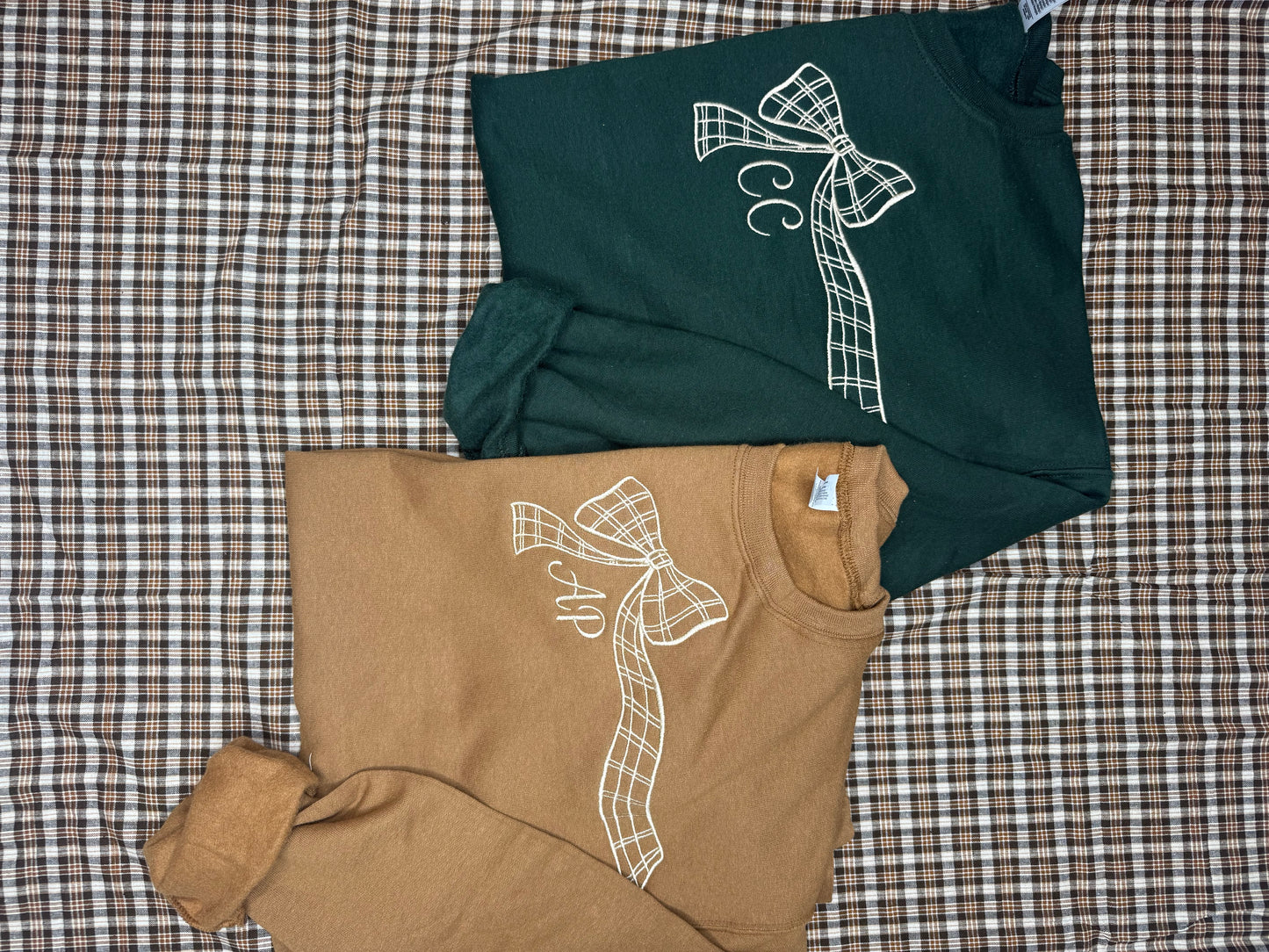 Plaid Bow Initals Sweatshirt