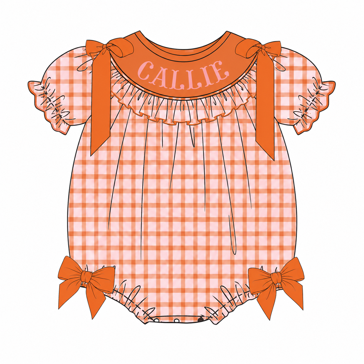 Fall Gingham Smocked Bubble