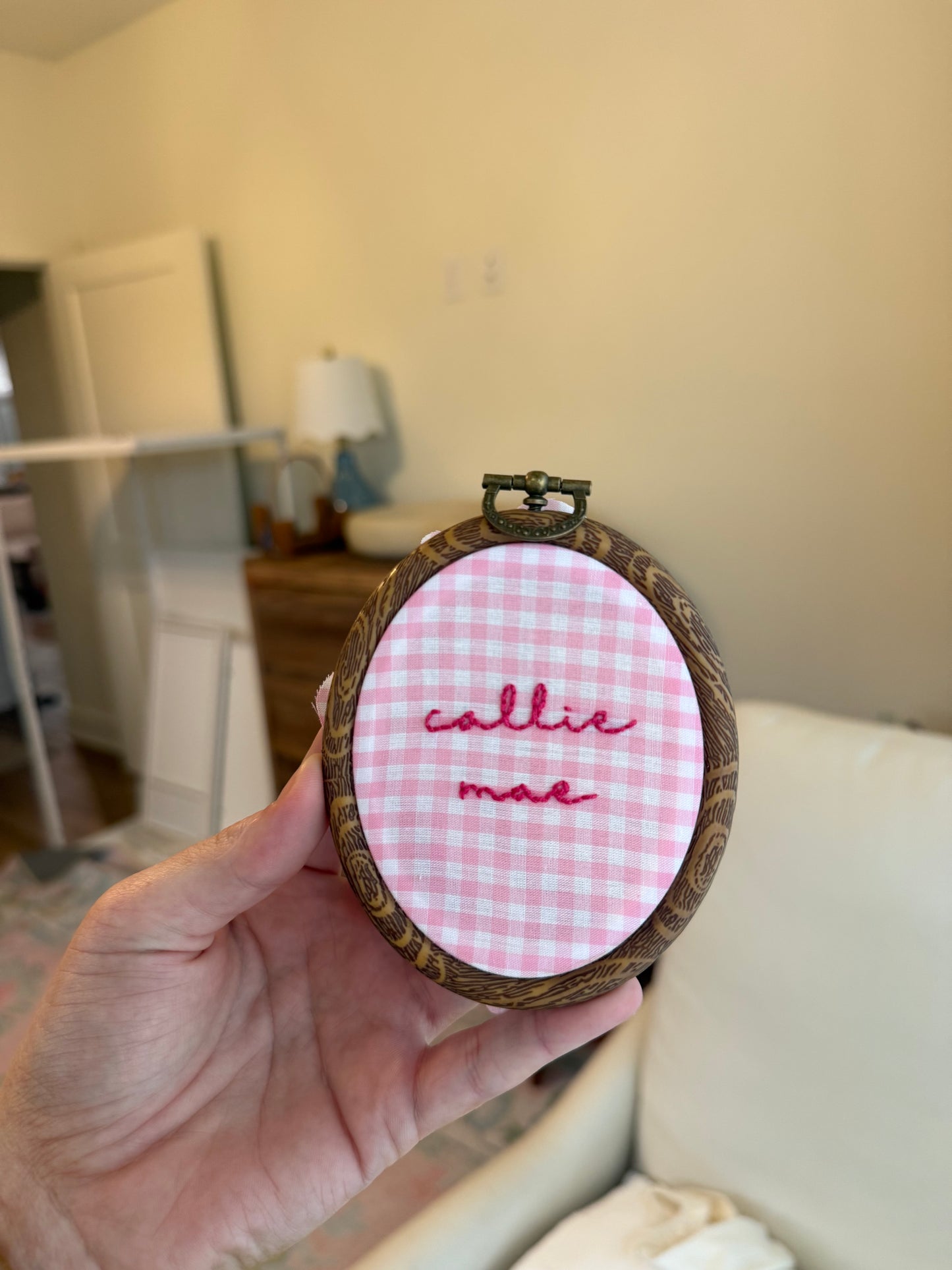 Hand Embroidered Name Hoop