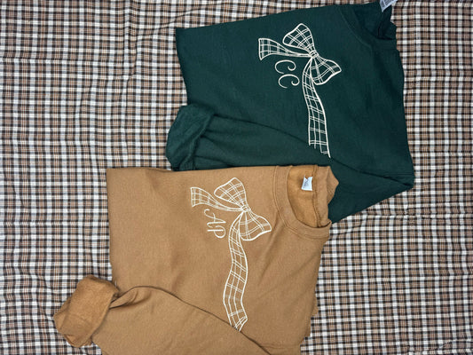 Plaid Bow Initals Sweatshirt