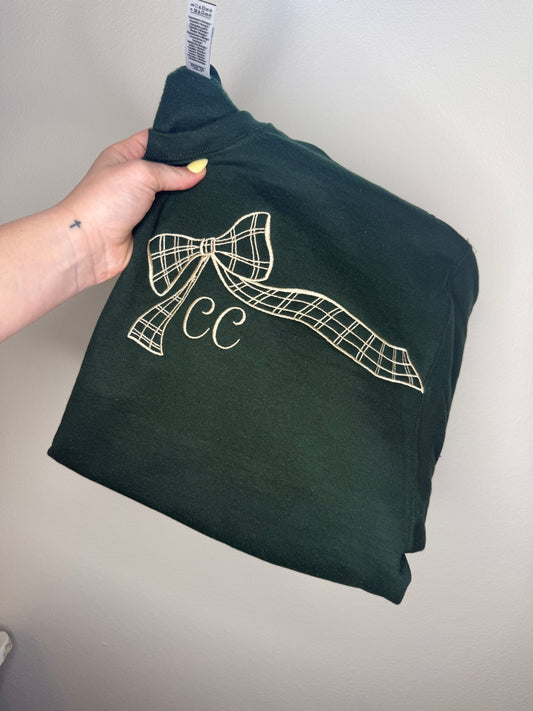Plaid Bow Initals Sweatshirt