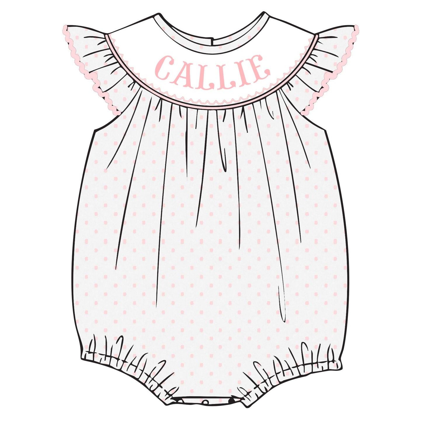 Pink Dotty Smocked Name Bubble