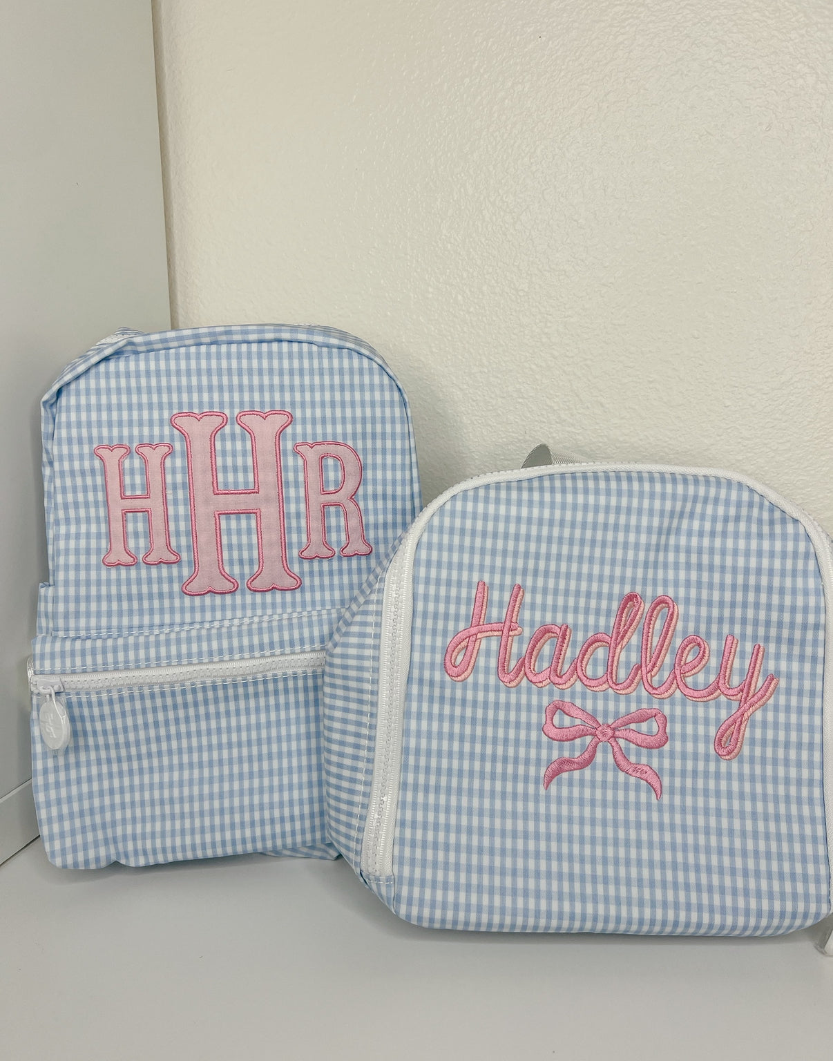 TRVL Mist Blue Gingham Backpack