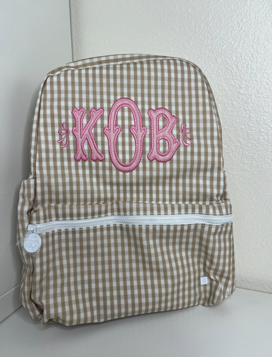 TRVL Khaki Gingham Backpack