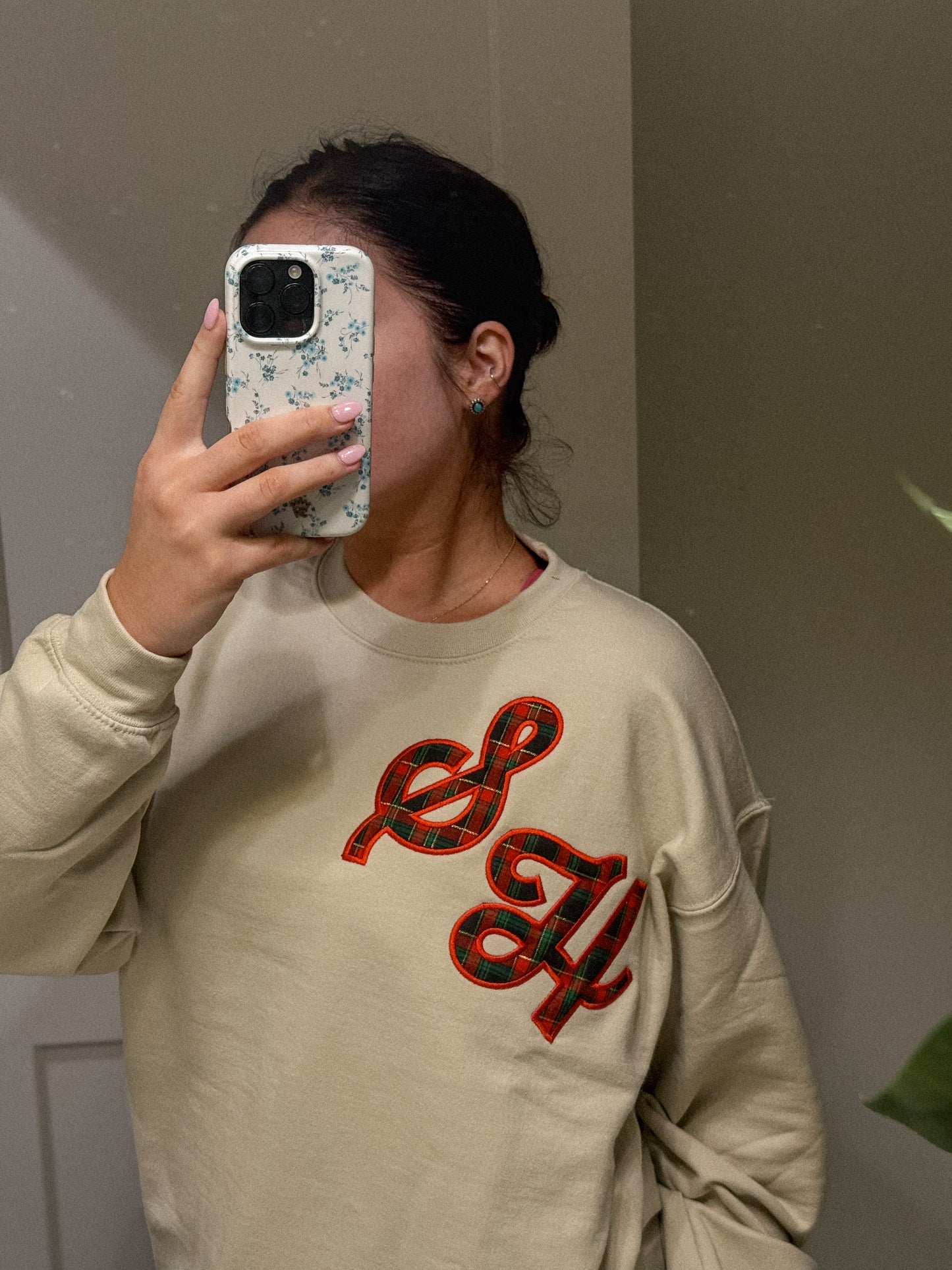 Initials Plaid Sweatshirt